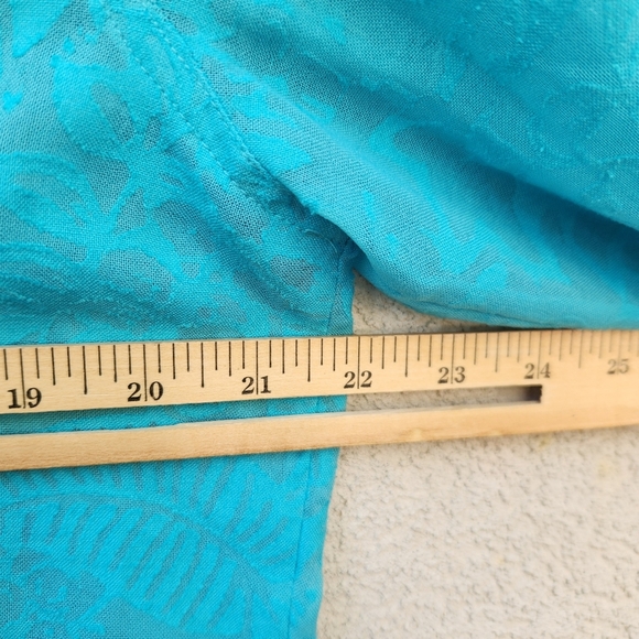 Coldwater Creek Top Women's Large Blue Floral Linen Rayon Blend Blouse - Picture 9 of 10